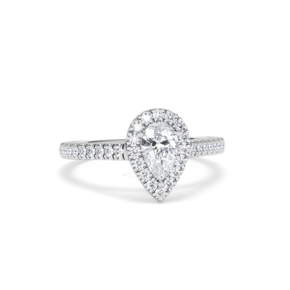 Diana Diamond Pear Halo Engagement Ring 18KW Gold 1ct G/VS2