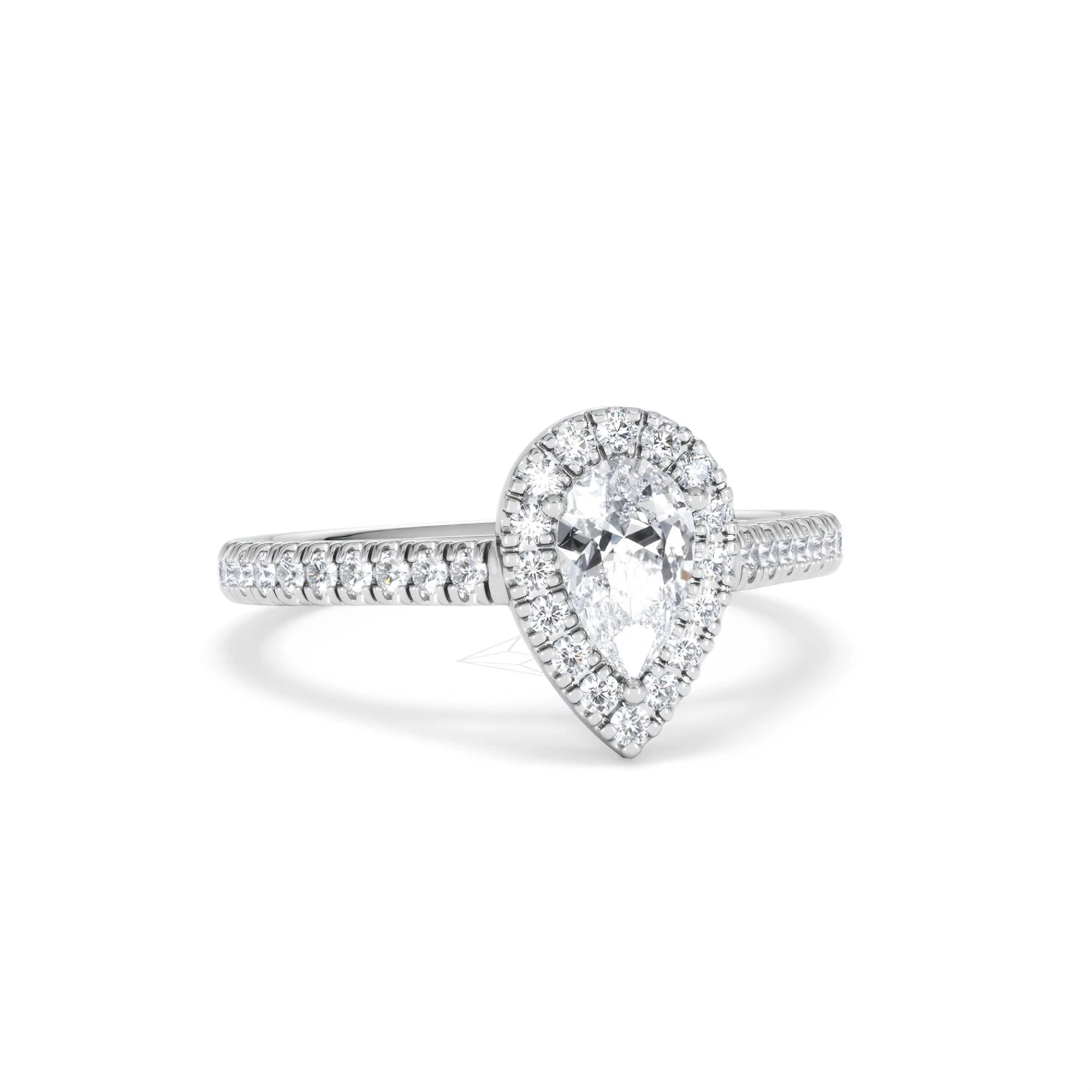 Diana Lab Diamond Pear Halo Engagement Ring Platinum 1ct F/VS1