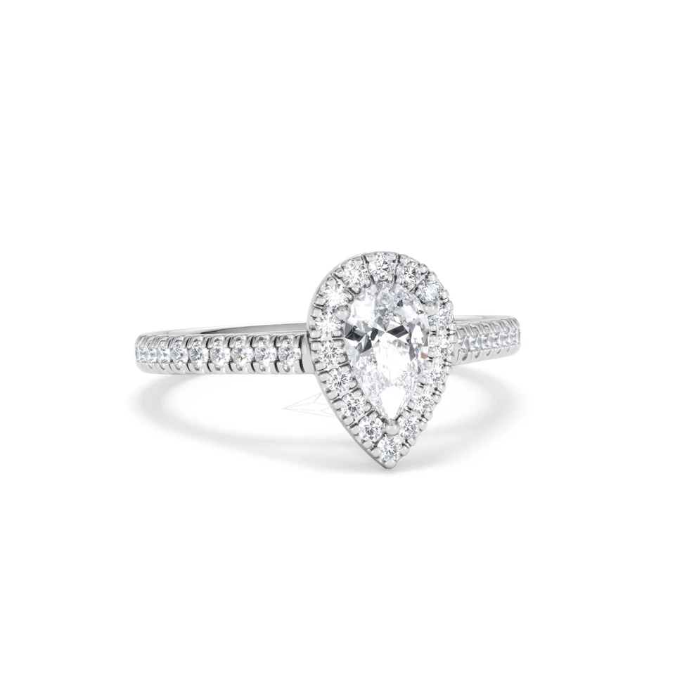 Diana Diamond Pear Halo Engagement Ring Platinum 1ct G/VS2