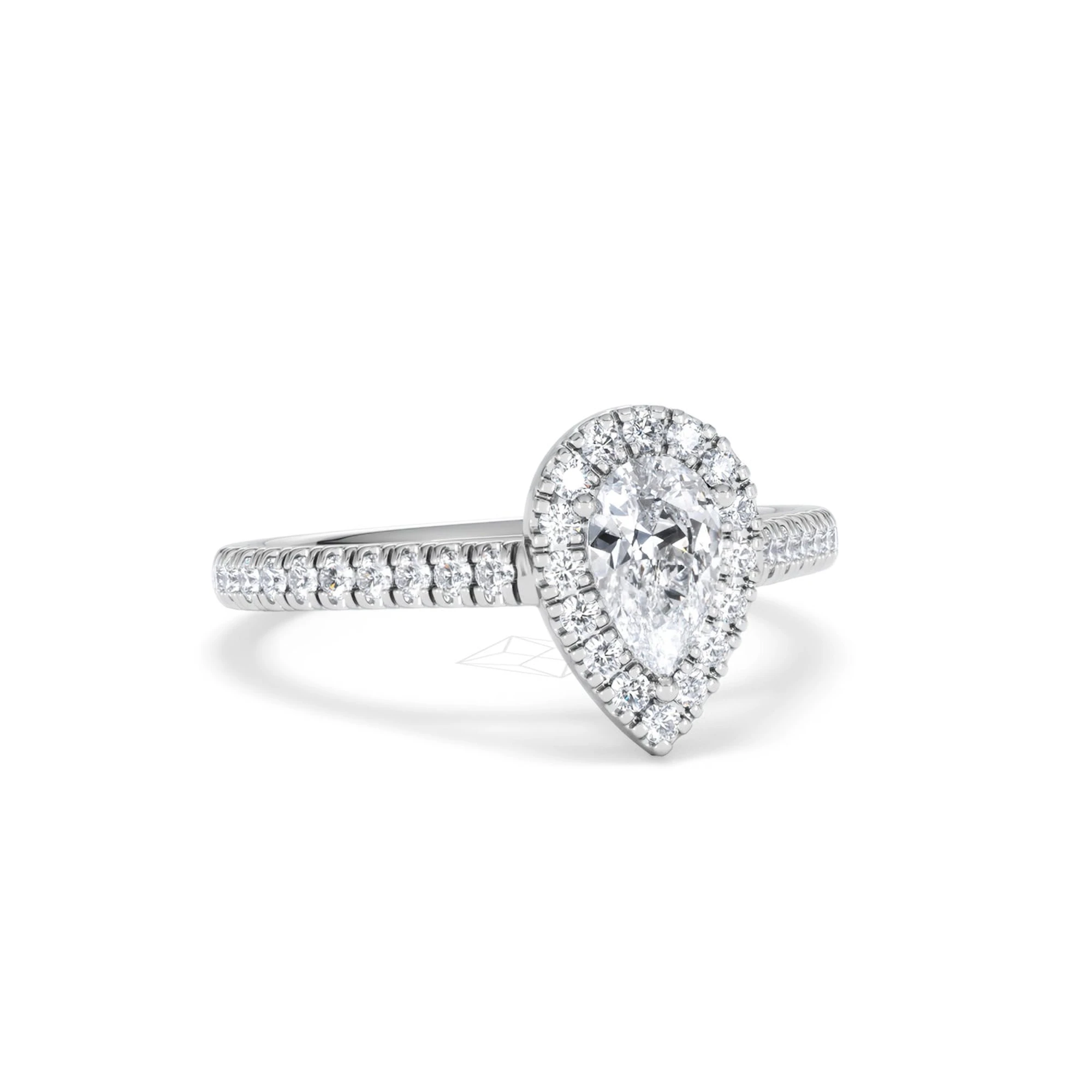 Diana Lab Diamond Pear Halo Engagement Ring Platinum 1ct F/VS1