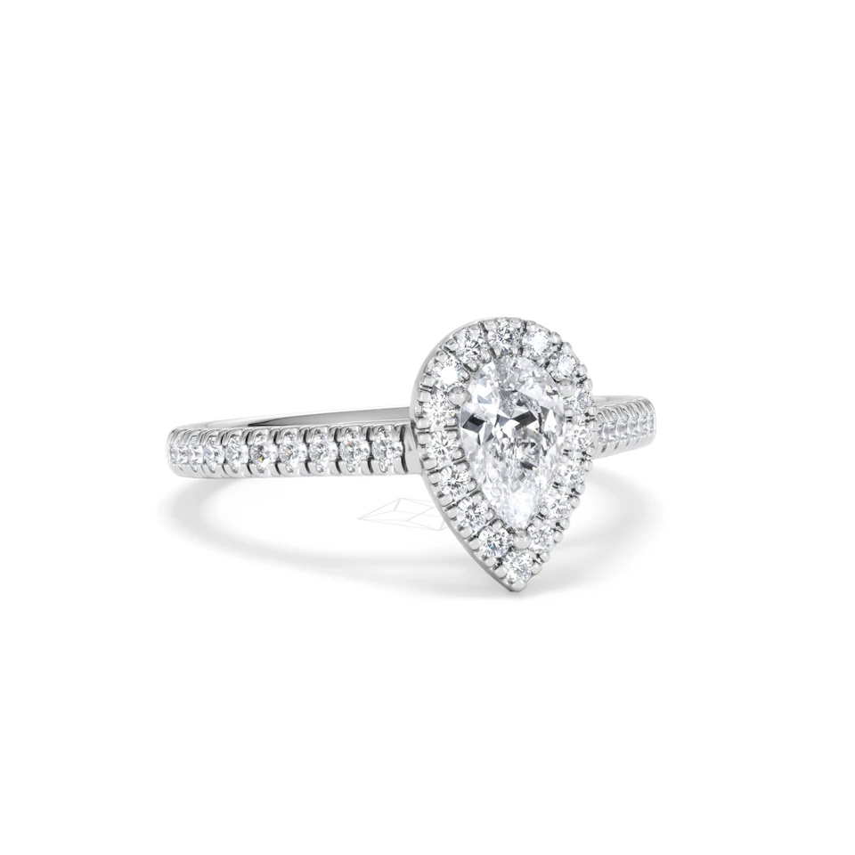 Diana Diamond Pear Halo Engagement Ring 18KW Gold 1ct G/VS2