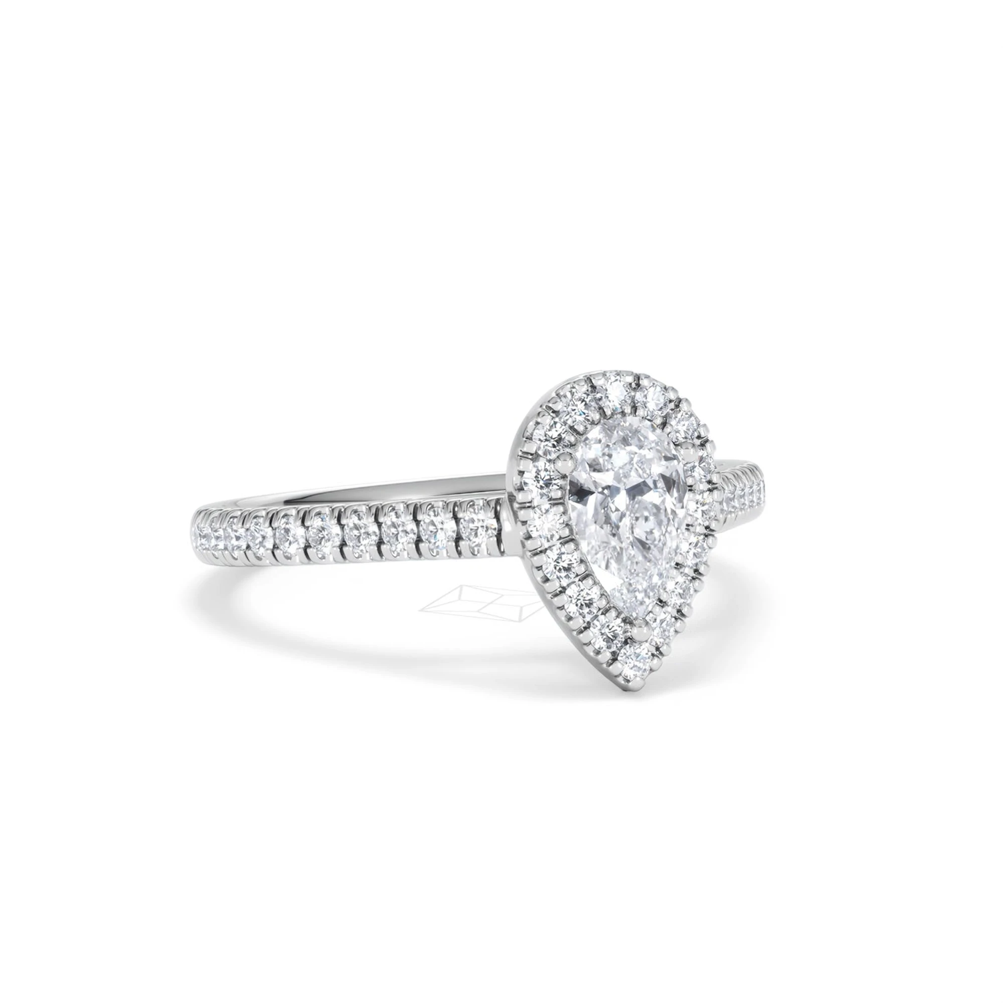 Diana Lab Diamond Pear Halo Engagement Ring Platinum 1ct F/VS1