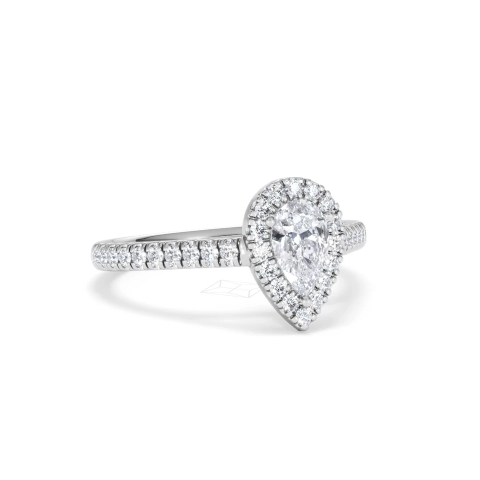 Diana Diamond Pear Halo Engagement Ring Platinum 1ct G/VS2