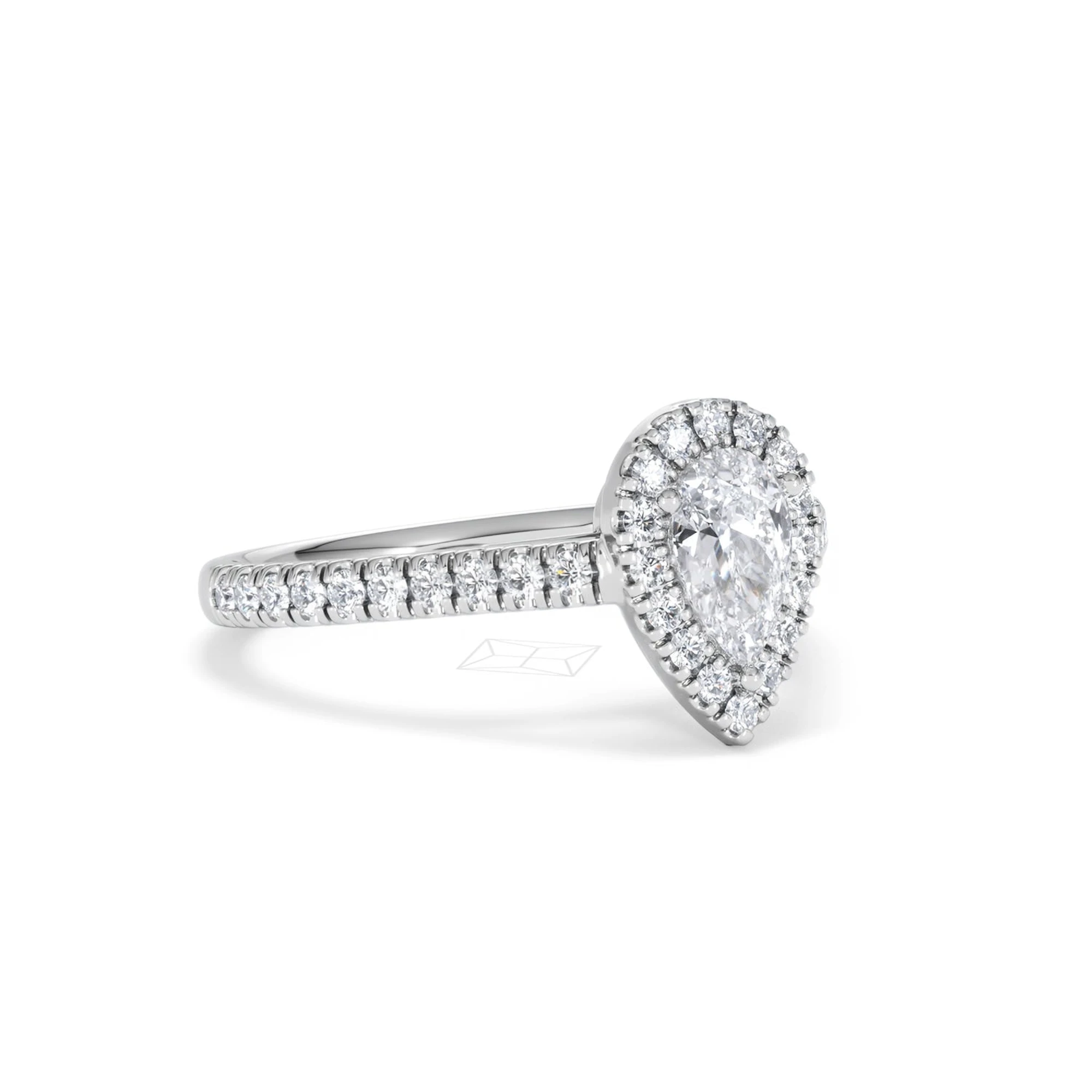 Diana Lab Diamond Pear Halo Engagement Ring Platinum 1ct F/VS1
