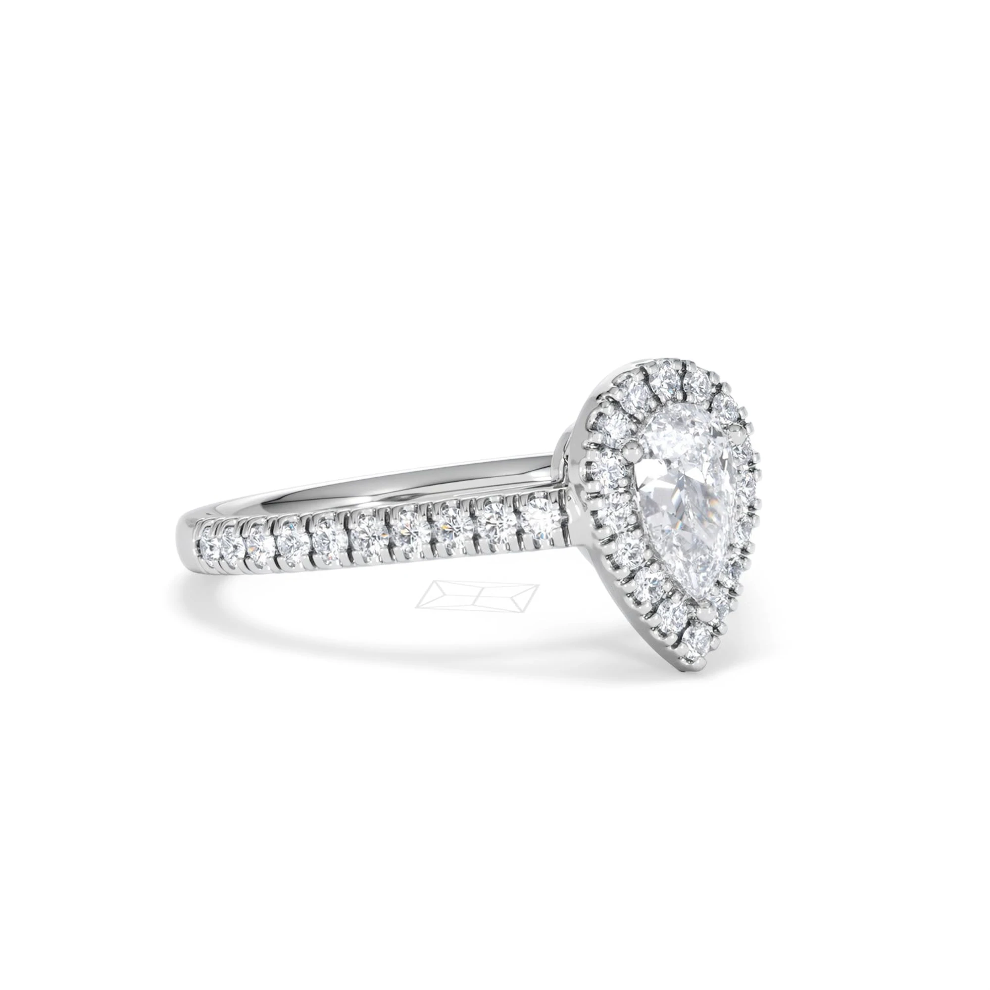 Diana Lab Diamond Pear Halo Engagement Ring Platinum 1ct F/VS1