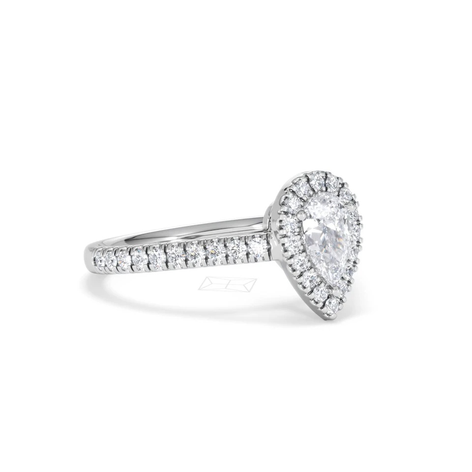 Diana Diamond Pear Halo Engagement Ring Platinum 1ct G/VS2