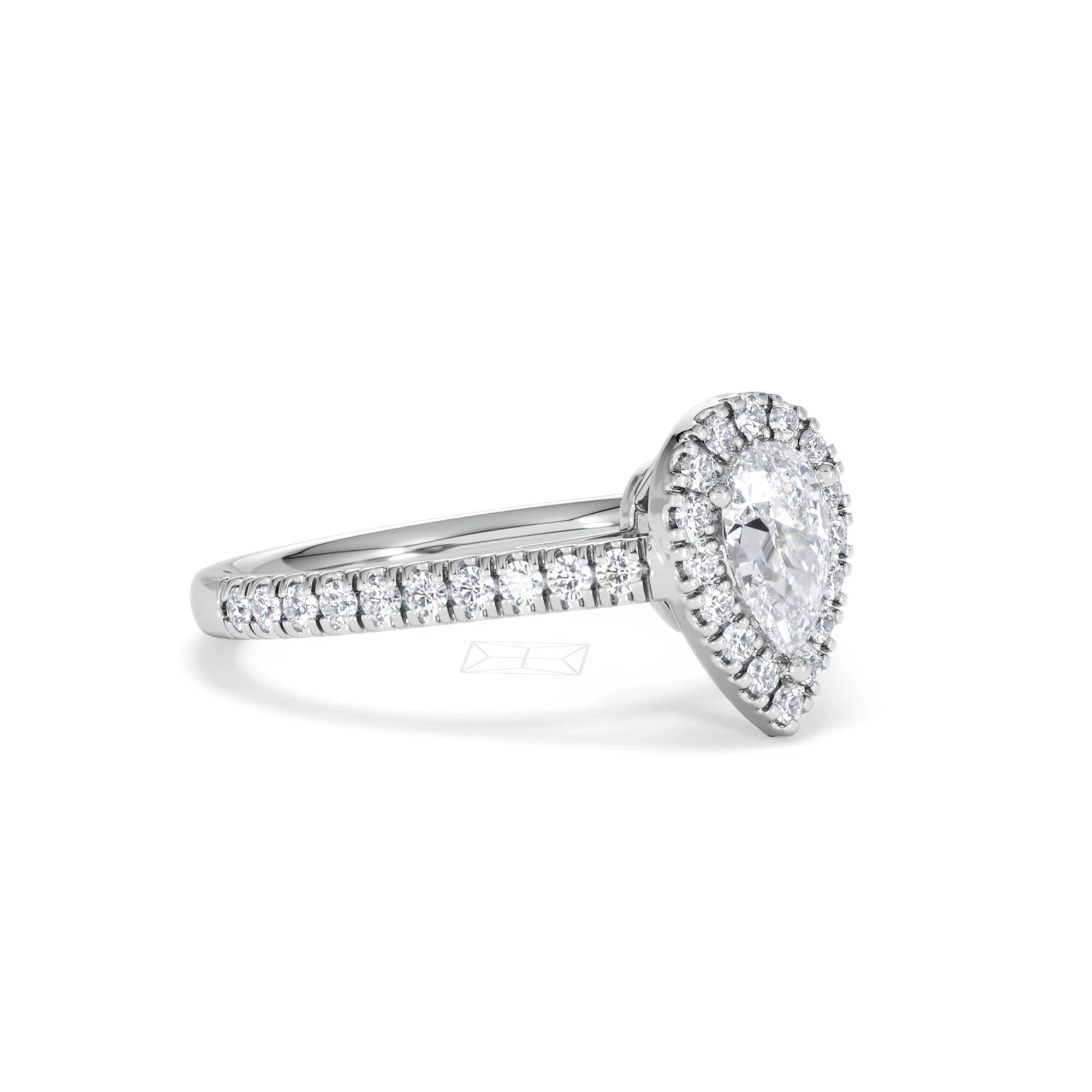 Diana Lab Diamond Pear Halo Engagement Ring Platinum 1ct F/VS1