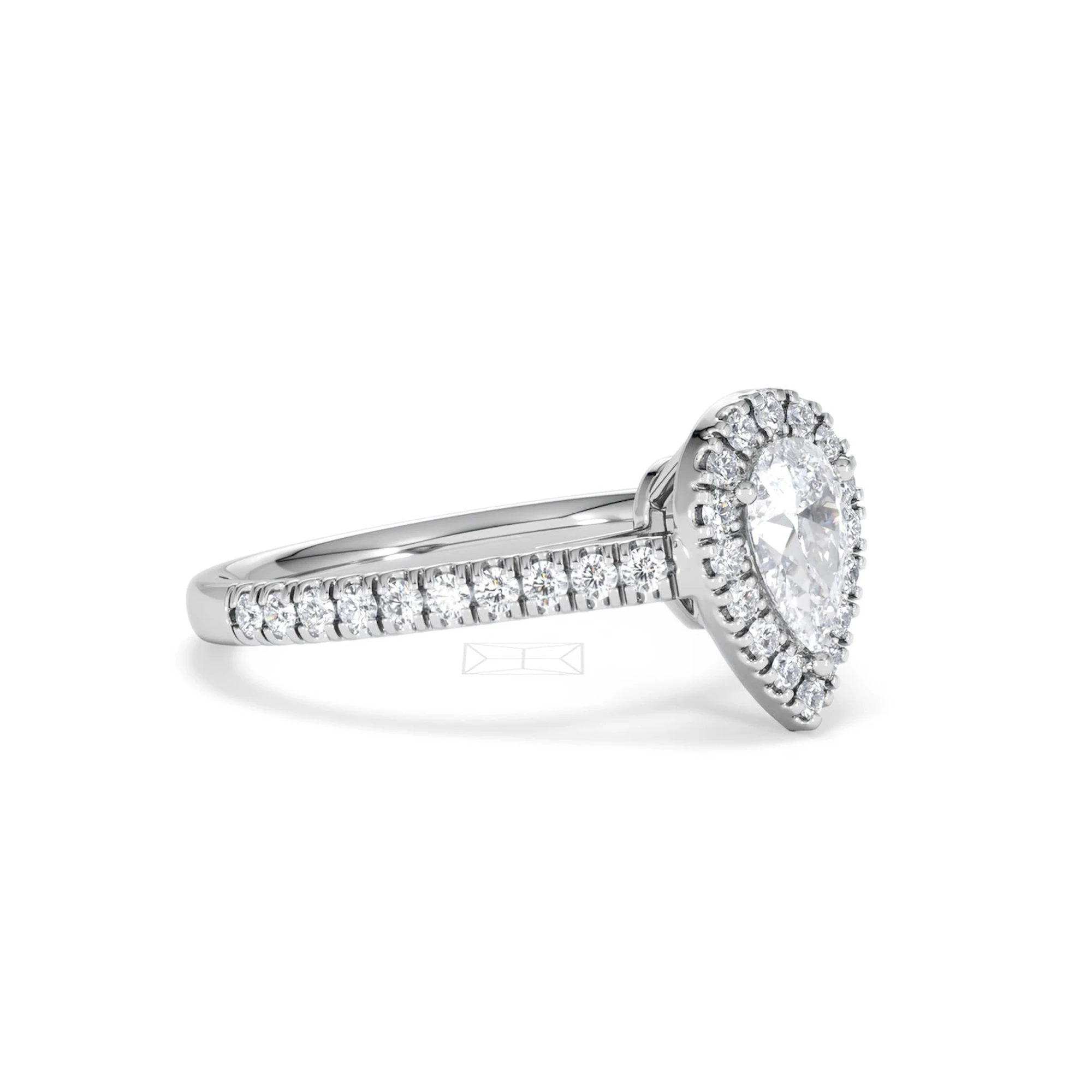 Diana Lab Diamond Pear Halo Engagement Ring Platinum 1ct F/VS1