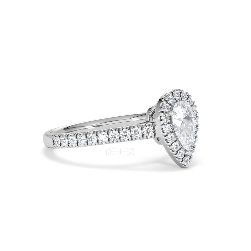 Diana Diamond Pear Halo Engagement Ring Platinum 1ct G/VS2