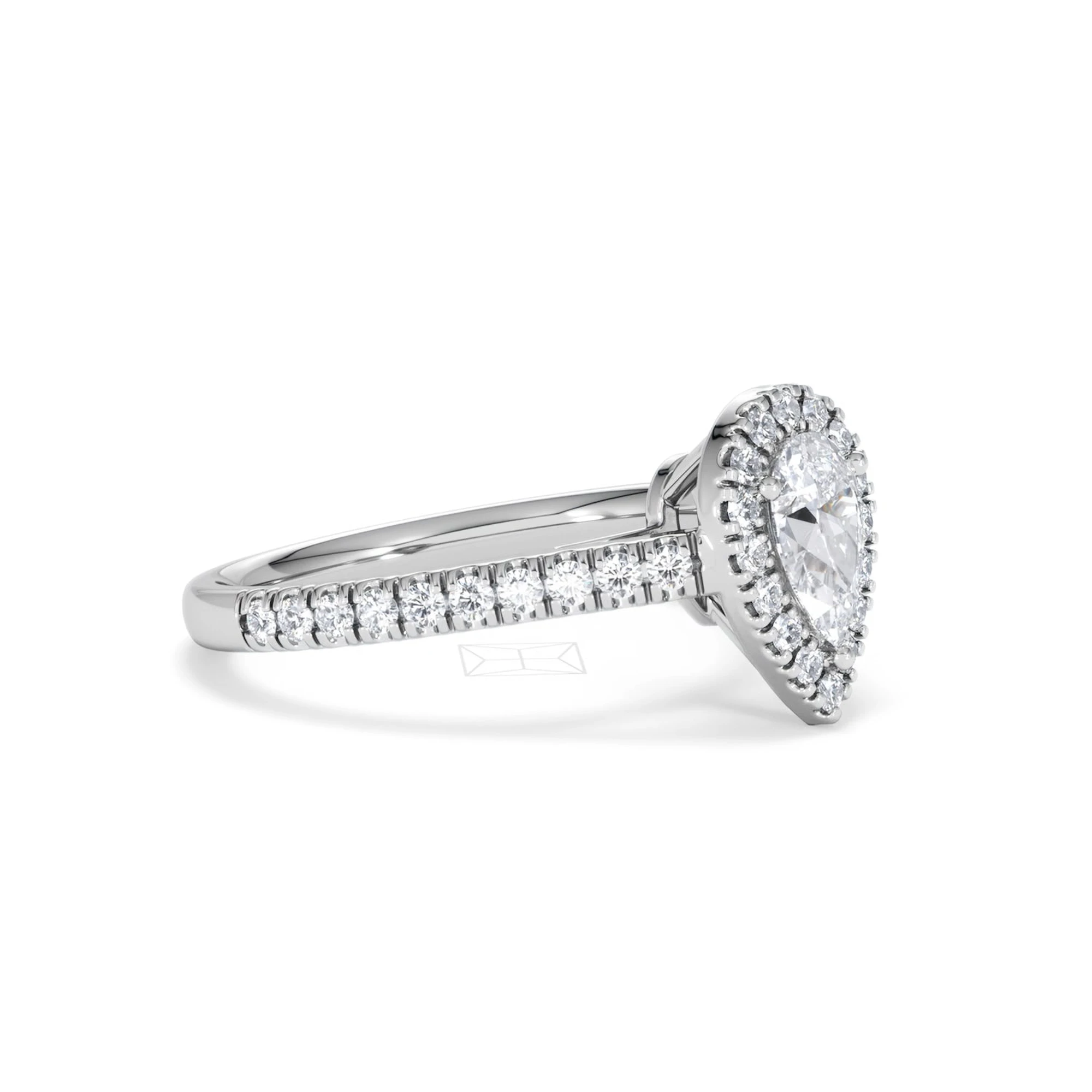 Diana Lab Diamond Pear Halo Engagement Ring Platinum 1ct F/VS1