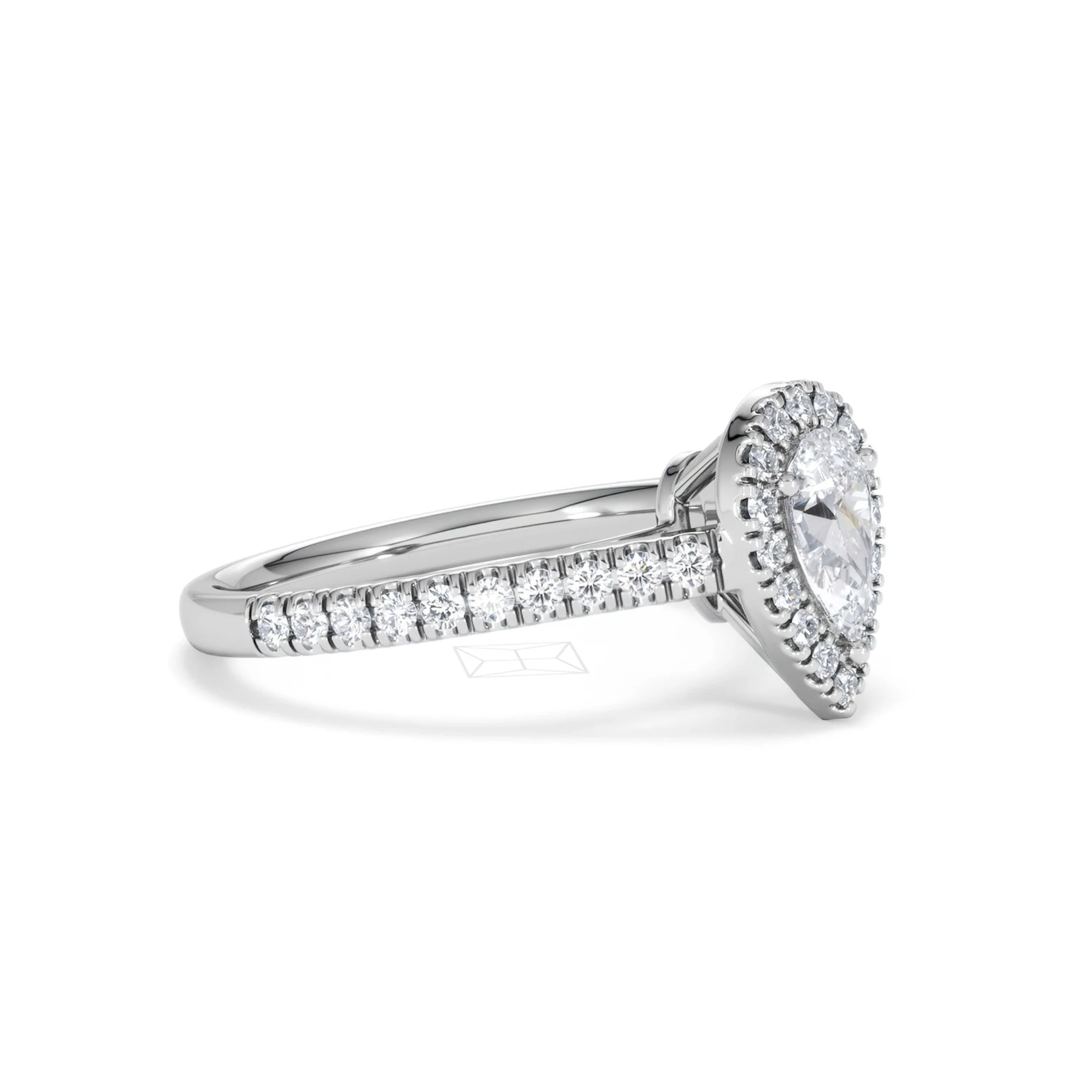 Diana Lab Diamond Pear Halo Engagement Ring Platinum 1ct F/VS1