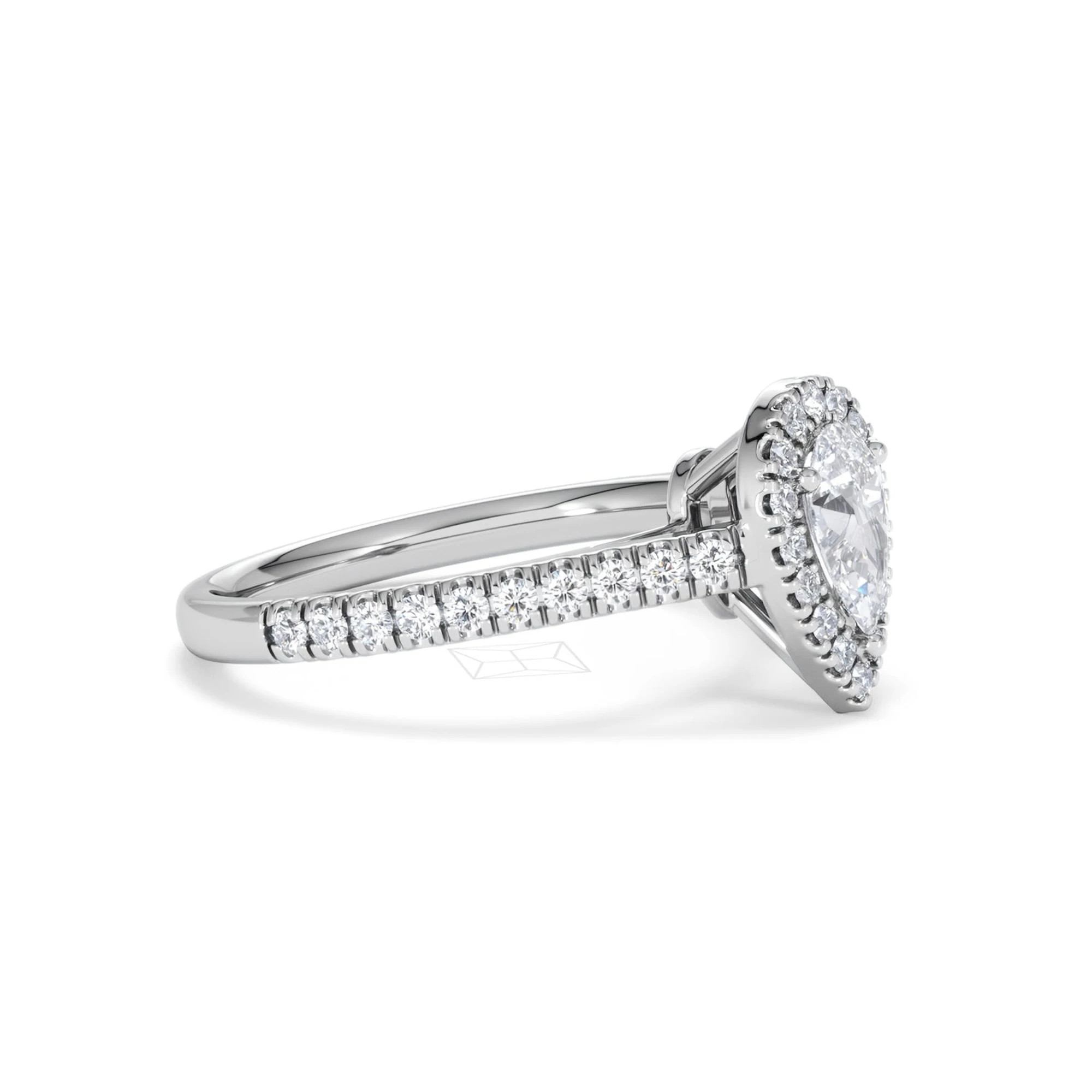 Diana Lab Diamond Pear Halo Engagement Ring Platinum 1ct F/VS1
