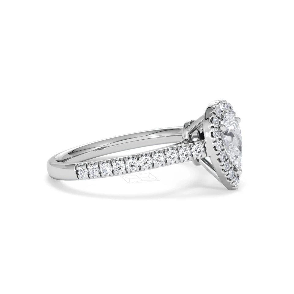 Diana Diamond Pear Halo Engagement Ring 18KW Gold 1ct G/VS2