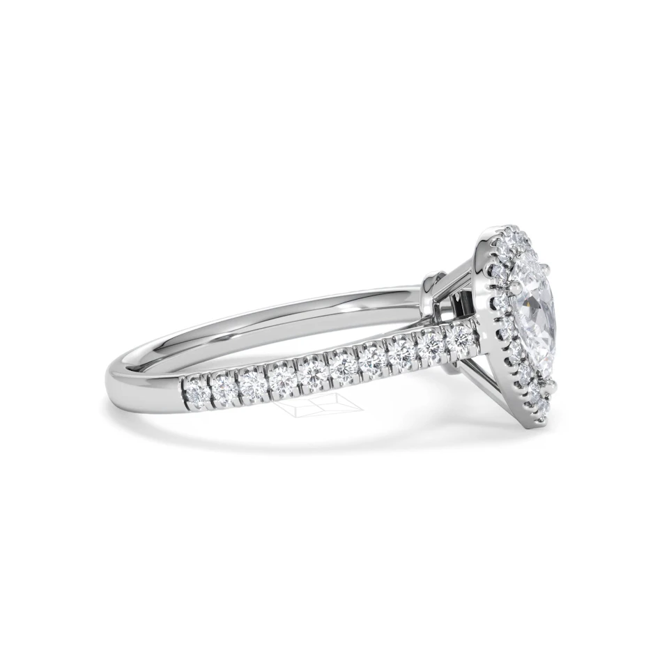 Diana Lab Diamond Pear Halo Engagement Ring Platinum 1ct F/VS1