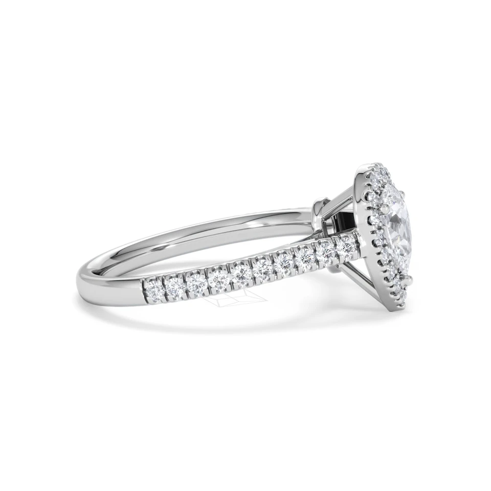 Diana Lab Diamond Pear Halo Engagement Ring Platinum 1ct F/VS1