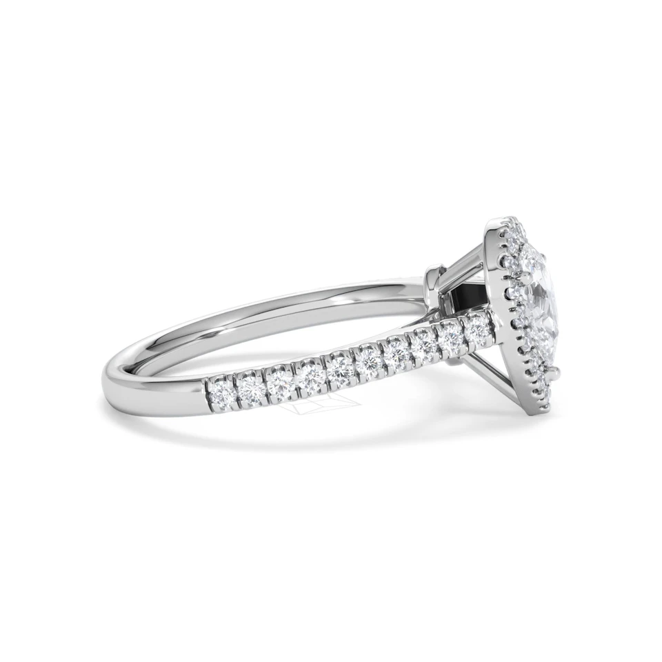 Diana Lab Diamond Pear Halo Engagement Ring Platinum 1ct F/VS1