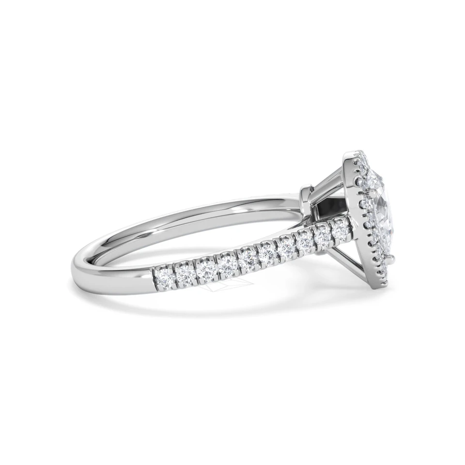 Diana Diamond Pear Halo Engagement Ring Platinum 1ct G/VS2