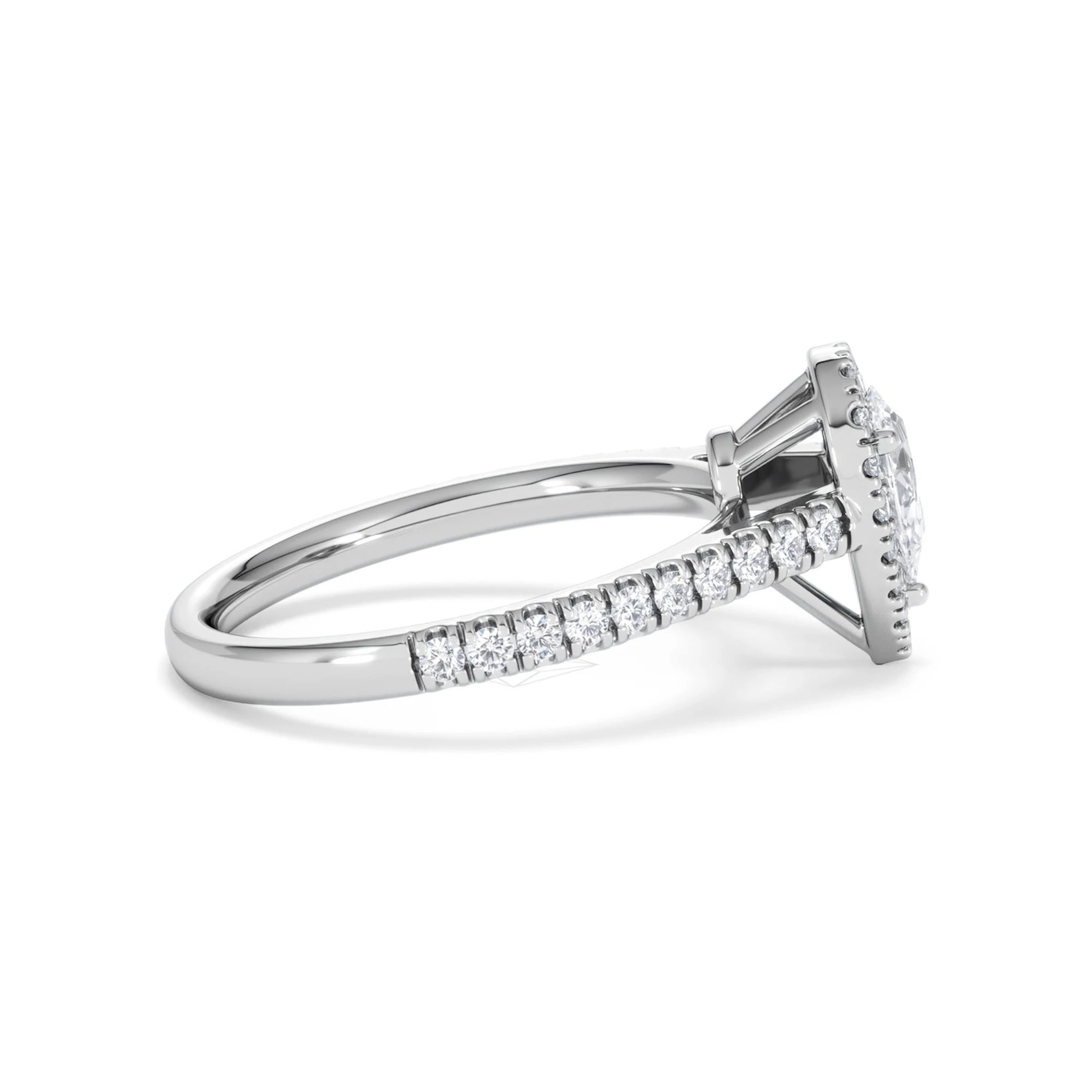 Diana Lab Diamond Pear Halo Engagement Ring Platinum 1ct F/VS1