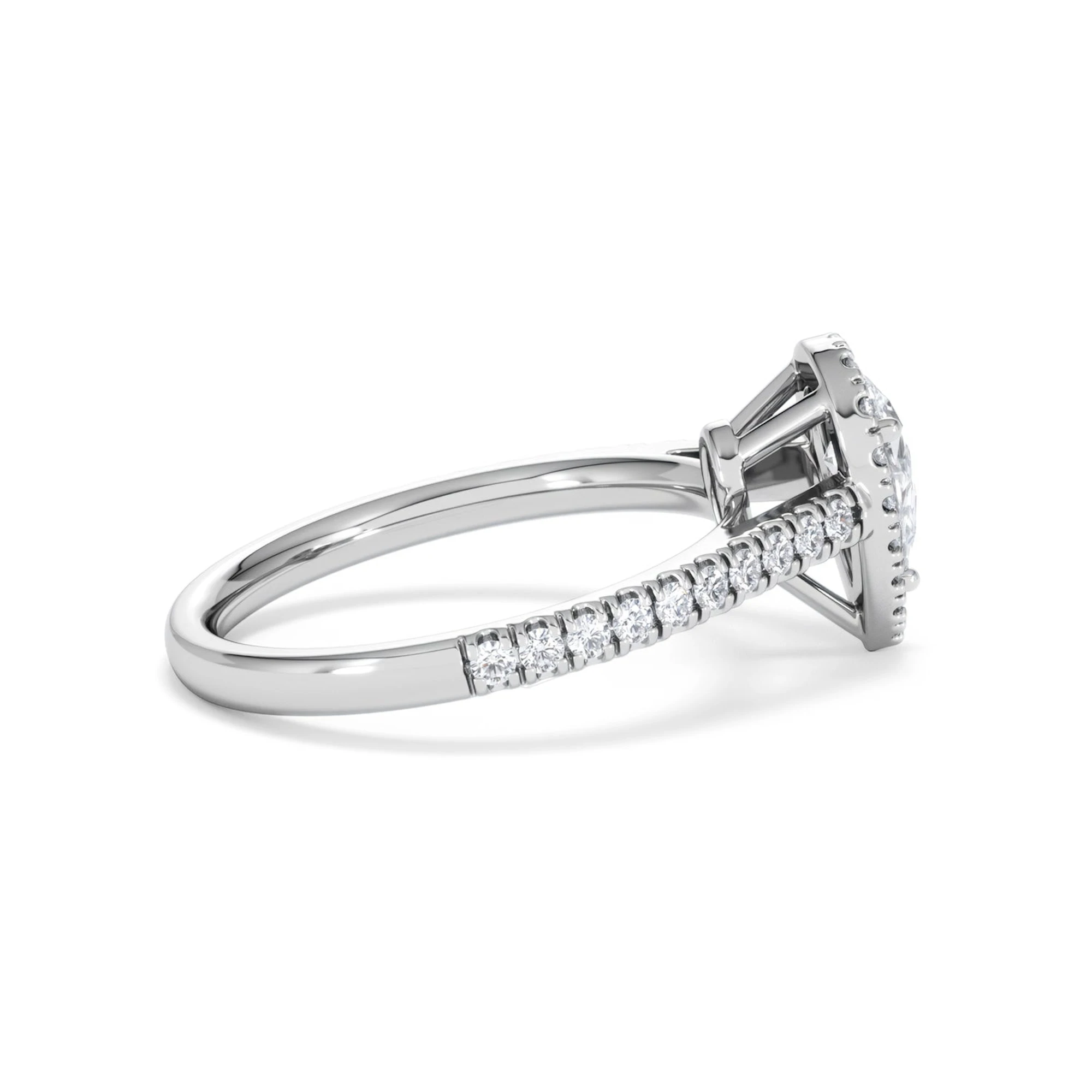 Diana Lab Diamond Pear Halo Engagement Ring Platinum 1ct F/VS1