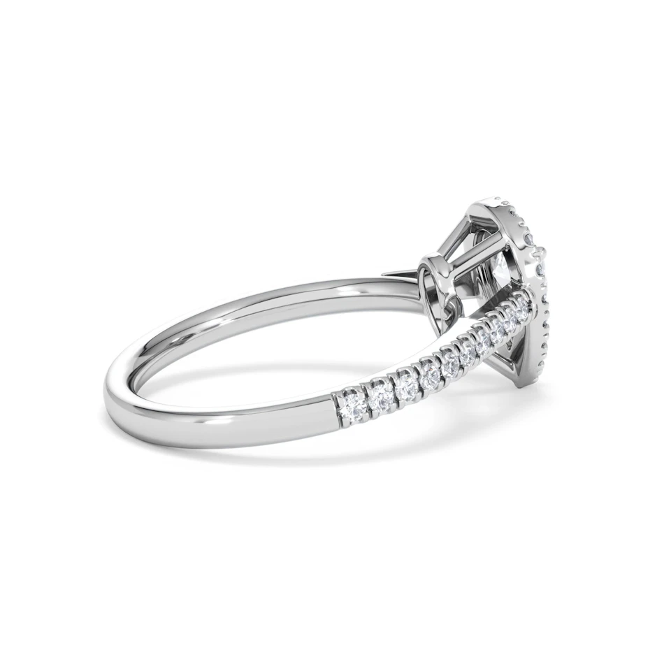Diana Lab Diamond Pear Halo Engagement Ring Platinum 1ct F/VS1