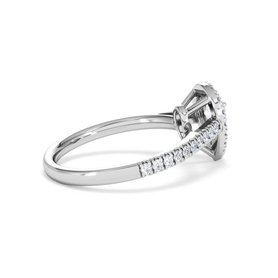 Diana Diamond Pear Halo Engagement Ring Platinum 1ct G/VS2