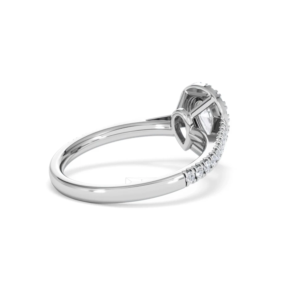 Diana Lab Diamond Pear Halo Engagement Ring Platinum 1ct F/VS1