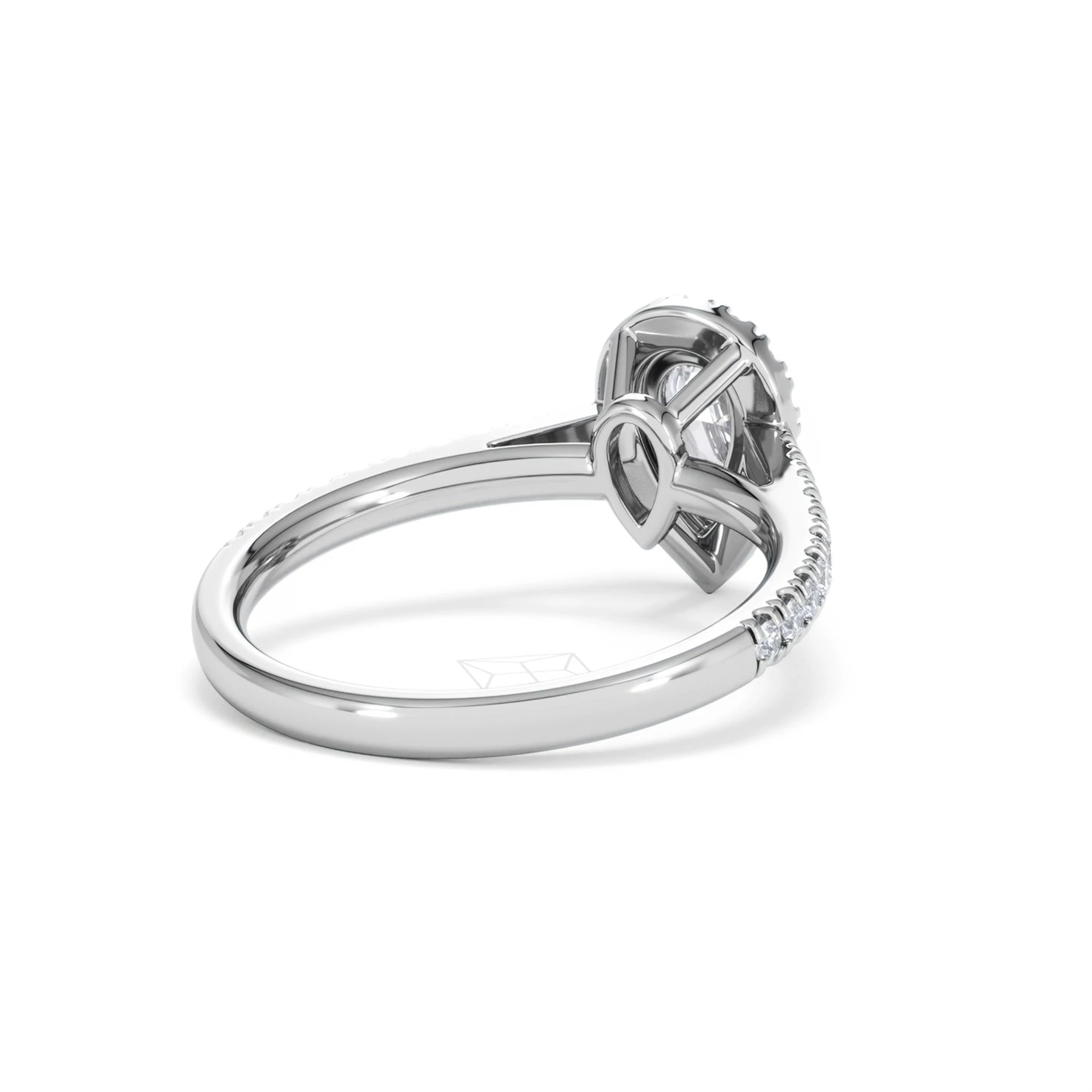 Diana Lab Diamond Pear Halo Engagement Ring Platinum 1ct F/VS1
