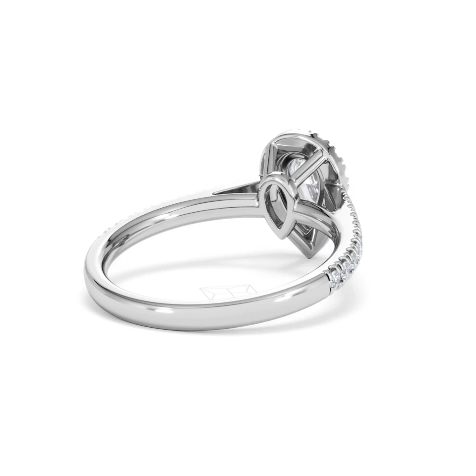 Diana Diamond Pear Halo Engagement Ring Platinum 1ct G/VS2