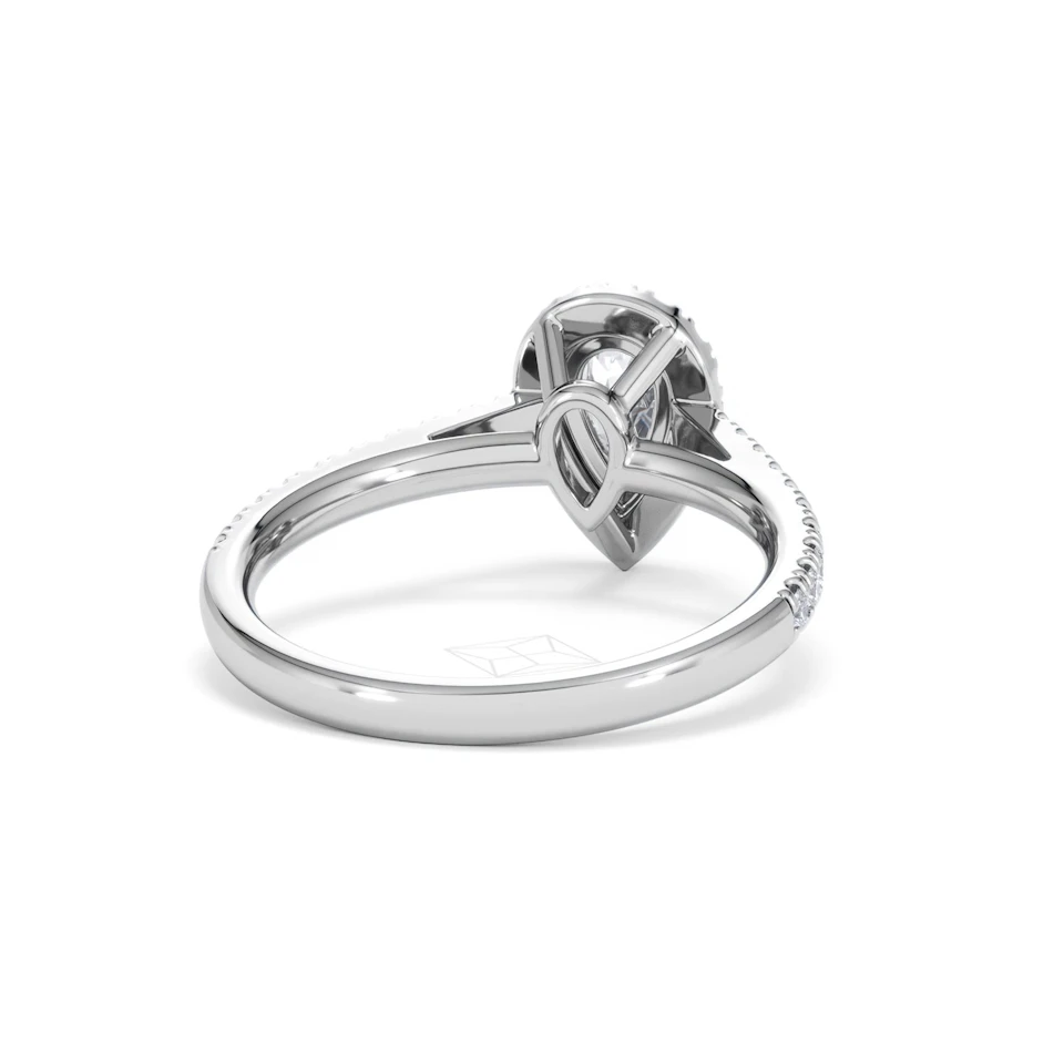 Diana Lab Diamond Pear Halo Engagement Ring Platinum 1ct F/VS1