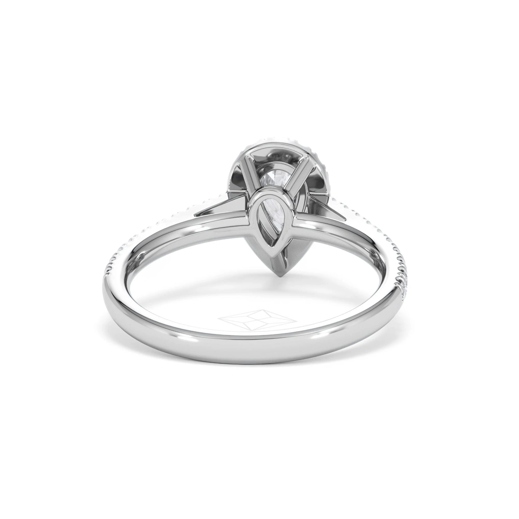 Diana Lab Diamond Pear Halo Engagement Ring Platinum 1ct F/VS1