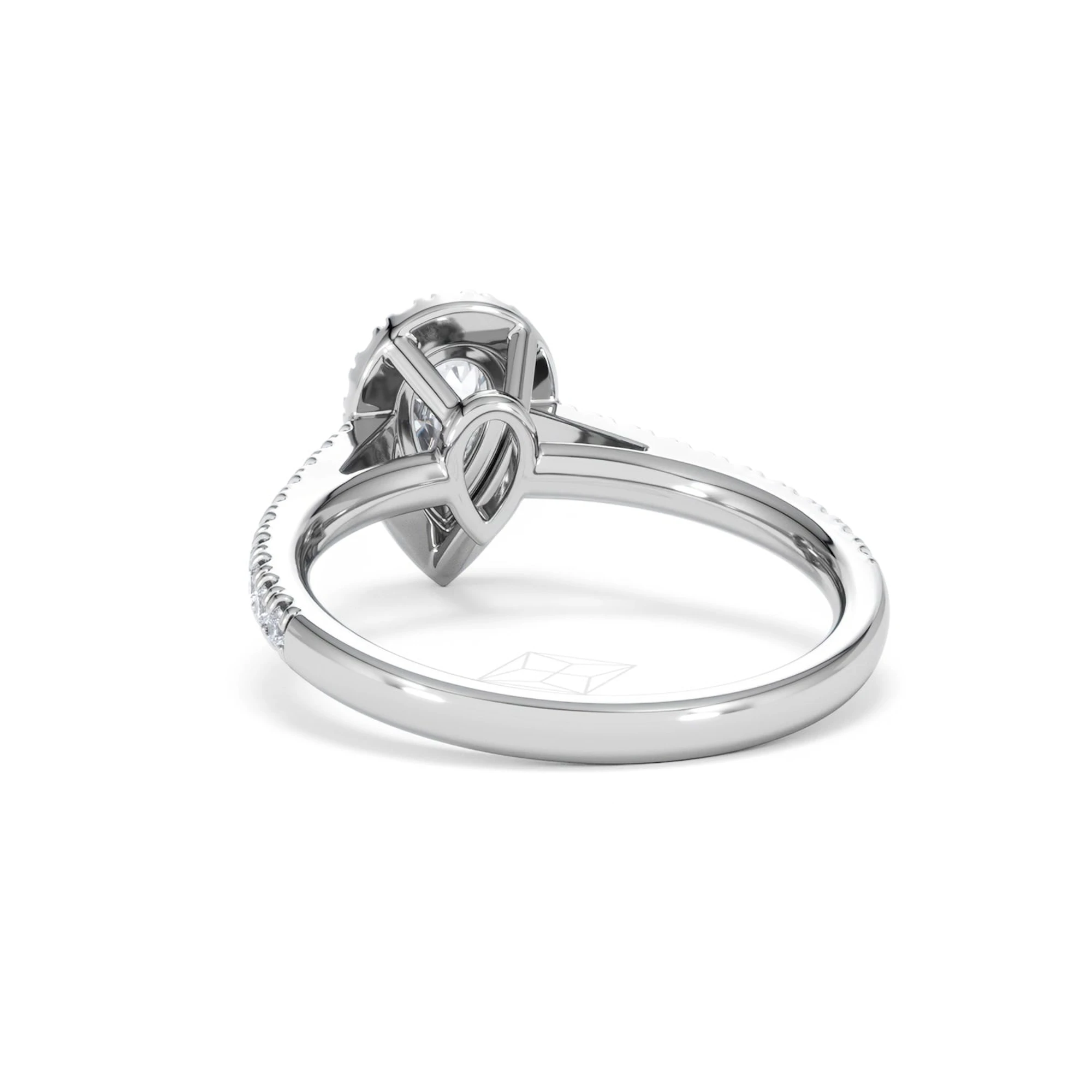 Diana Lab Diamond Pear Halo Engagement Ring Platinum 1ct F/VS1