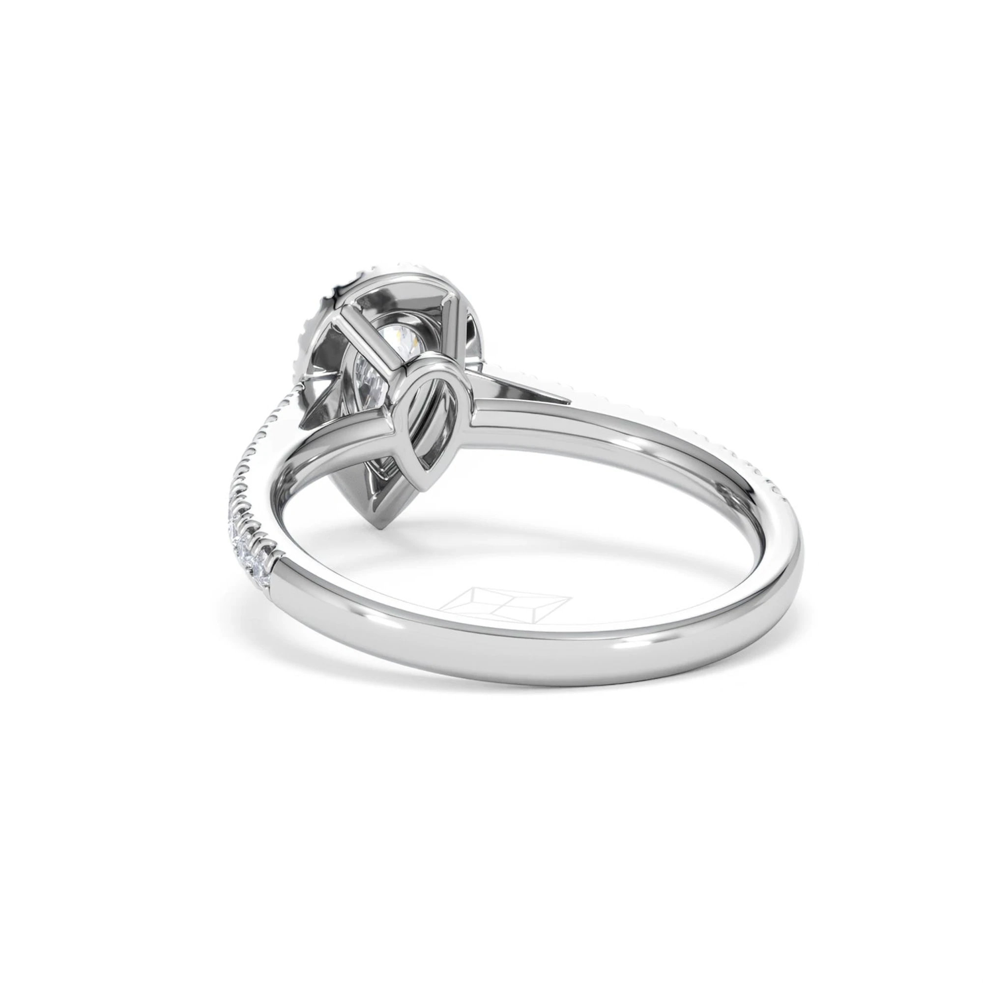 Diana Lab Diamond Pear Halo Engagement Ring Platinum 1ct F/VS1