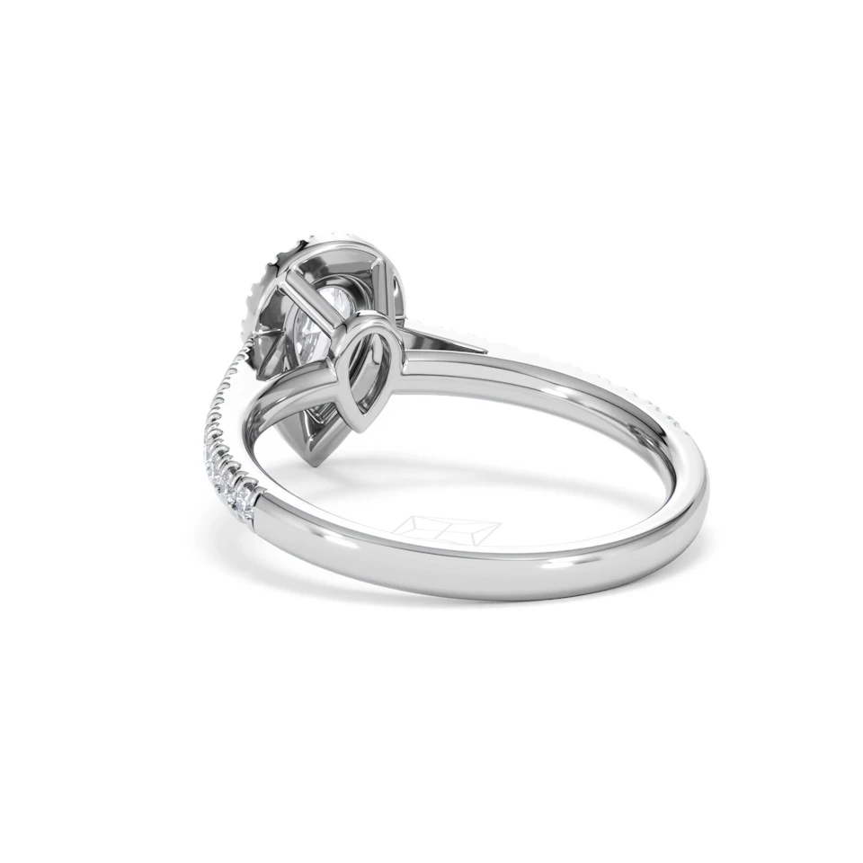 Diana Diamond Pear Halo Engagement Ring Platinum 1ct G/VS2