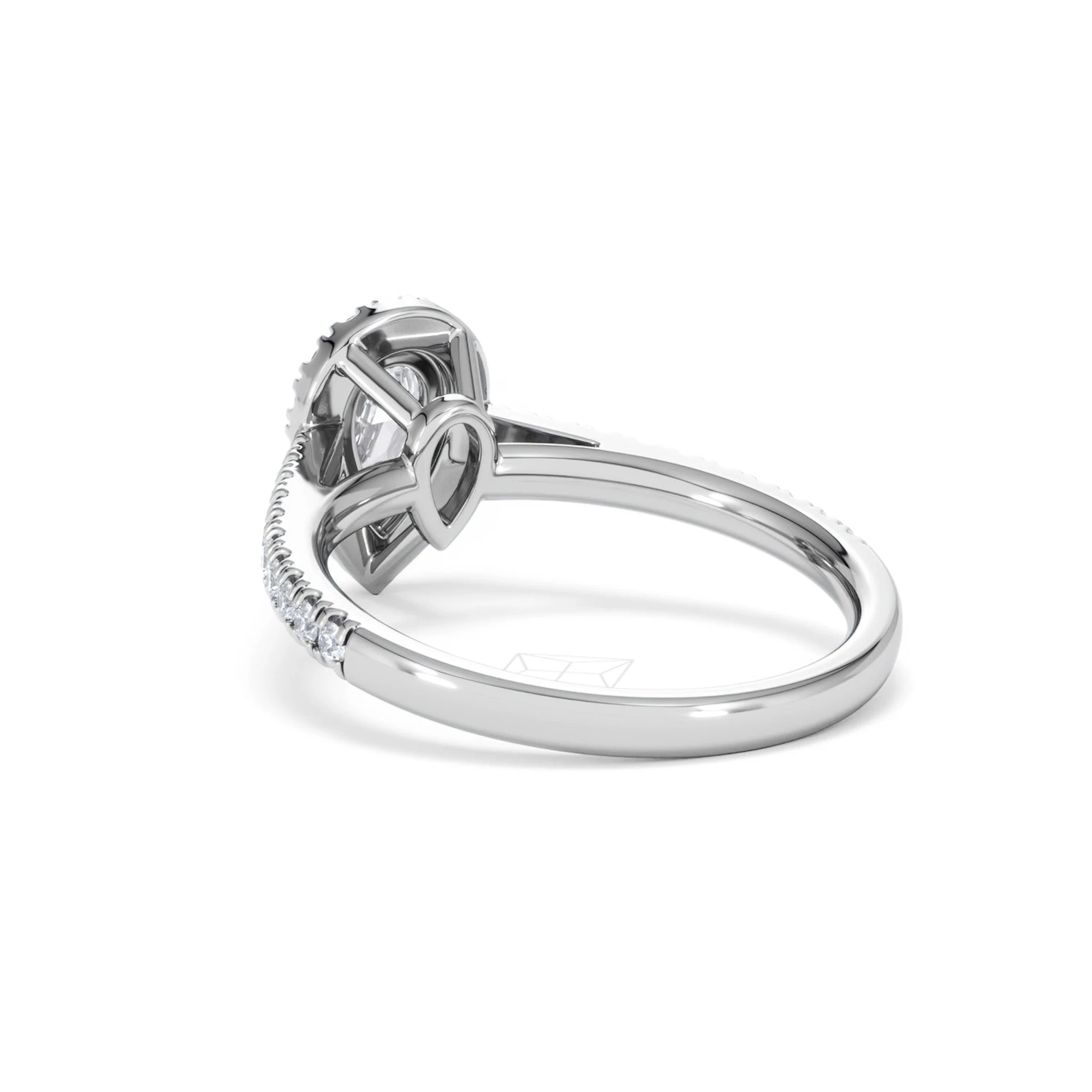 Diana Lab Diamond Pear Halo Engagement Ring Platinum 1ct F/VS1
