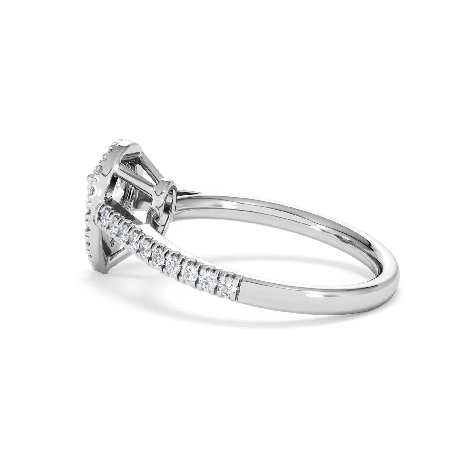Diana Lab Diamond Pear Halo Engagement Ring Platinum 1ct F/VS1