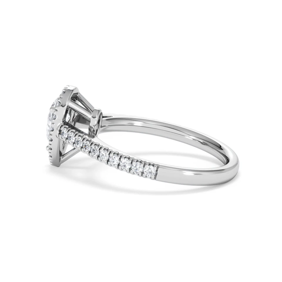 Diana Lab Diamond Pear Halo Engagement Ring Platinum 1ct F/VS1