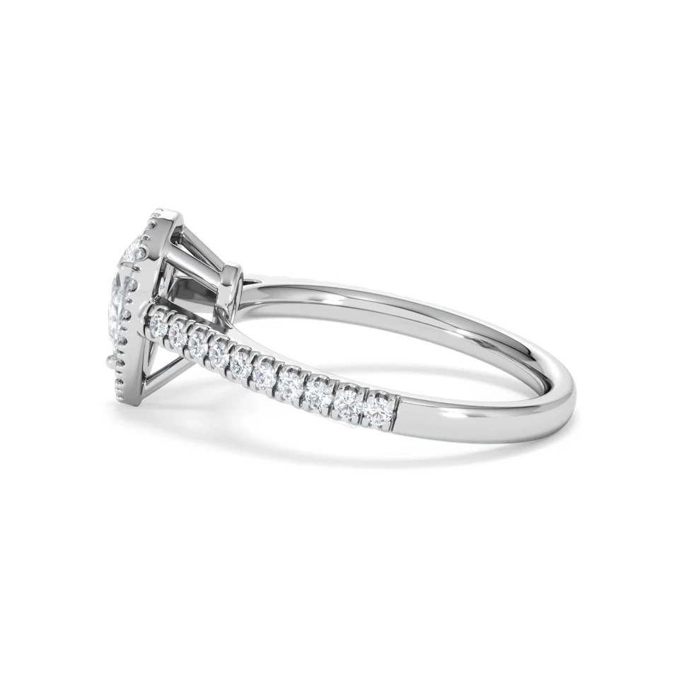 Diana Diamond Pear Halo Engagement Ring Platinum 1ct G/VS2