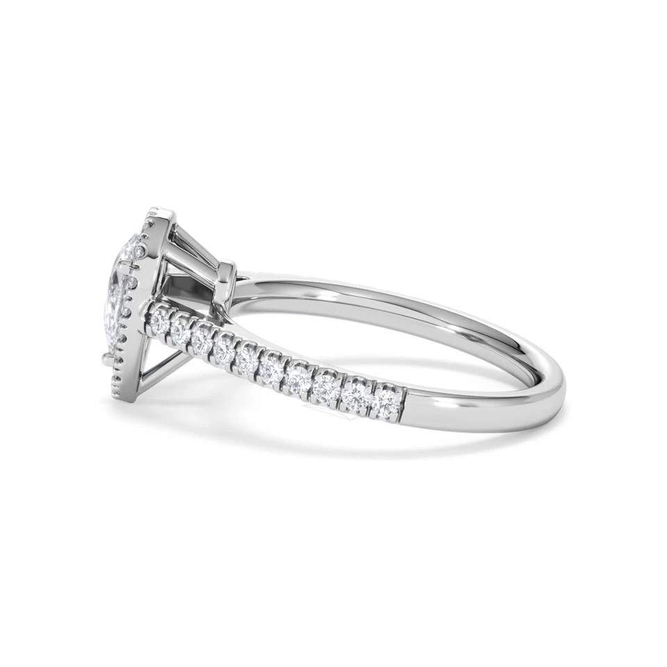 Diana Diamond Pear Halo Engagement Ring Platinum 1ct G/VS2