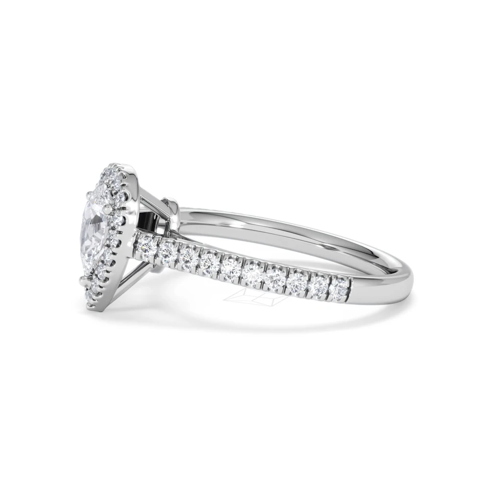 Diana Lab Diamond Pear Halo Engagement Ring Platinum 1ct F/VS1