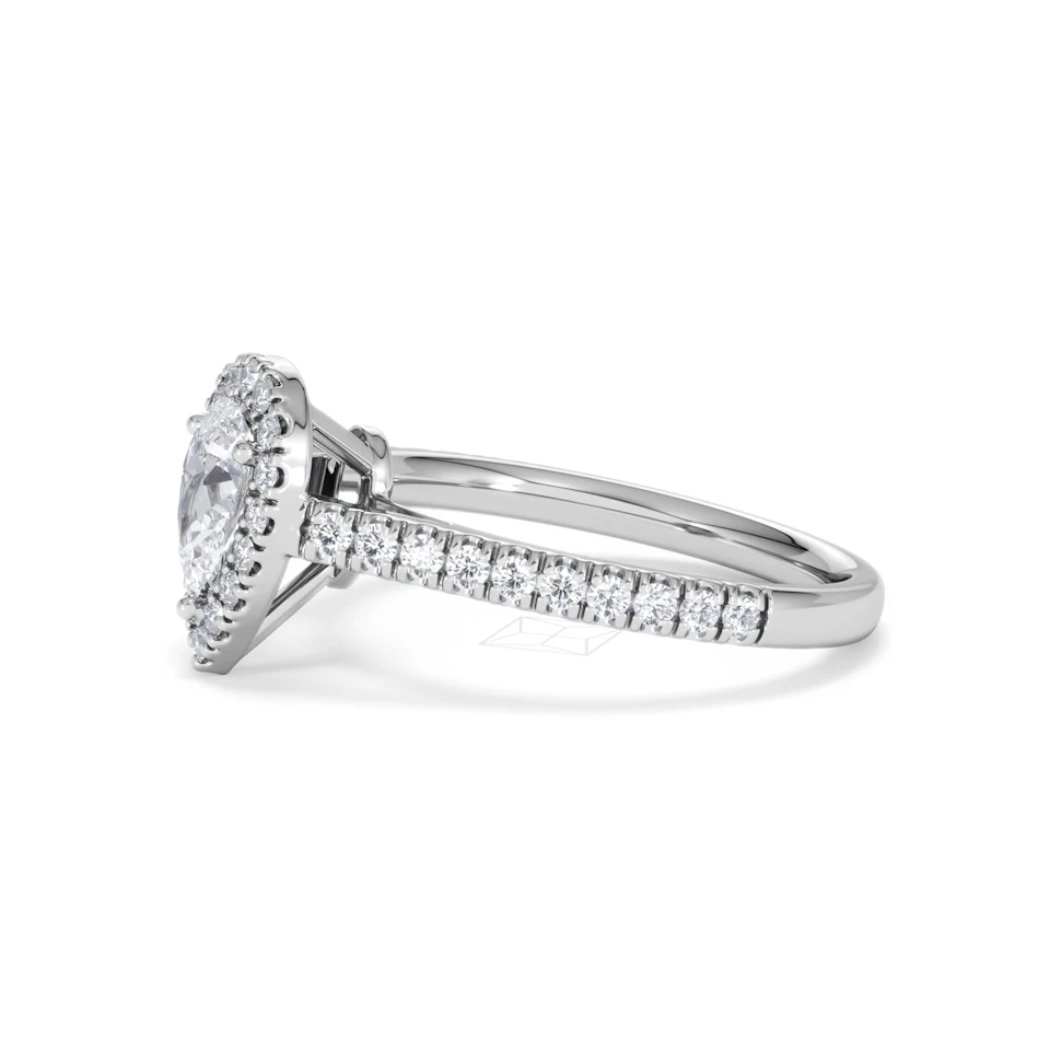 Diana Diamond Pear Halo Engagement Ring Platinum 1ct G/VS2