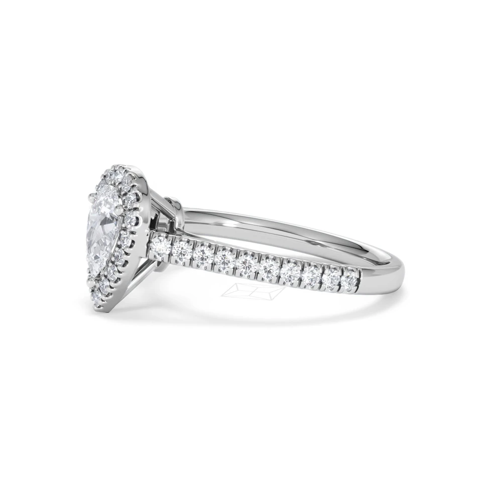 Diana Diamond Pear Halo Engagement Ring Platinum 1ct G/VS2
