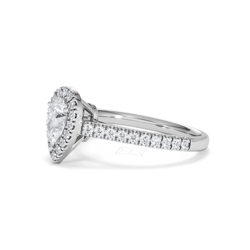 Diana Diamond Pear Halo Engagement Ring Platinum 1ct G/VS2