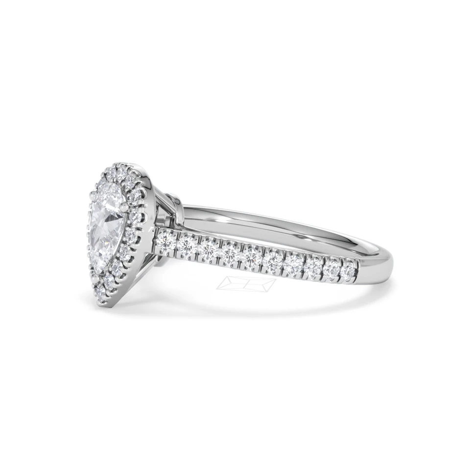 Diana Diamond Pear Halo Engagement Ring 18KW Gold 1ct G/VS2