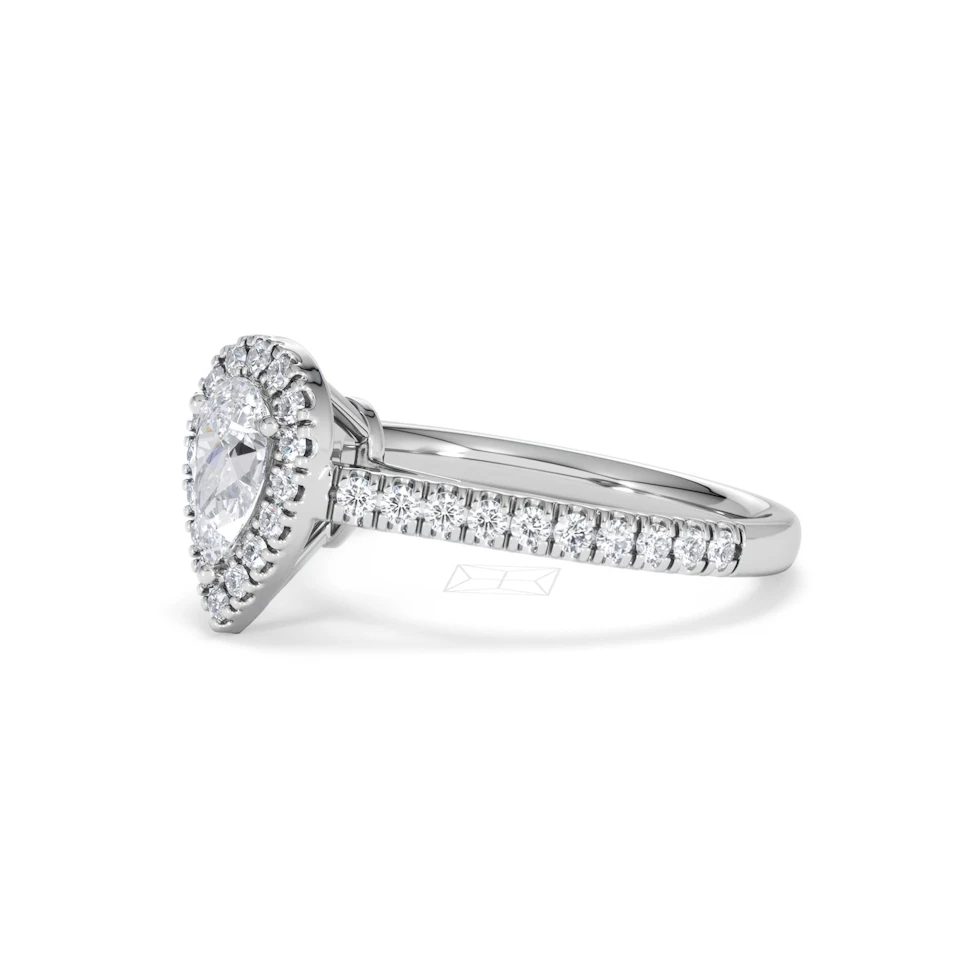 Diana Diamond Pear Halo Engagement Ring Platinum 1ct G/VS2