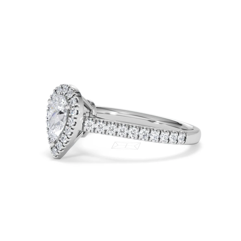 Diana Diamond Pear Halo Engagement Ring 18KW Gold 1ct G/VS2