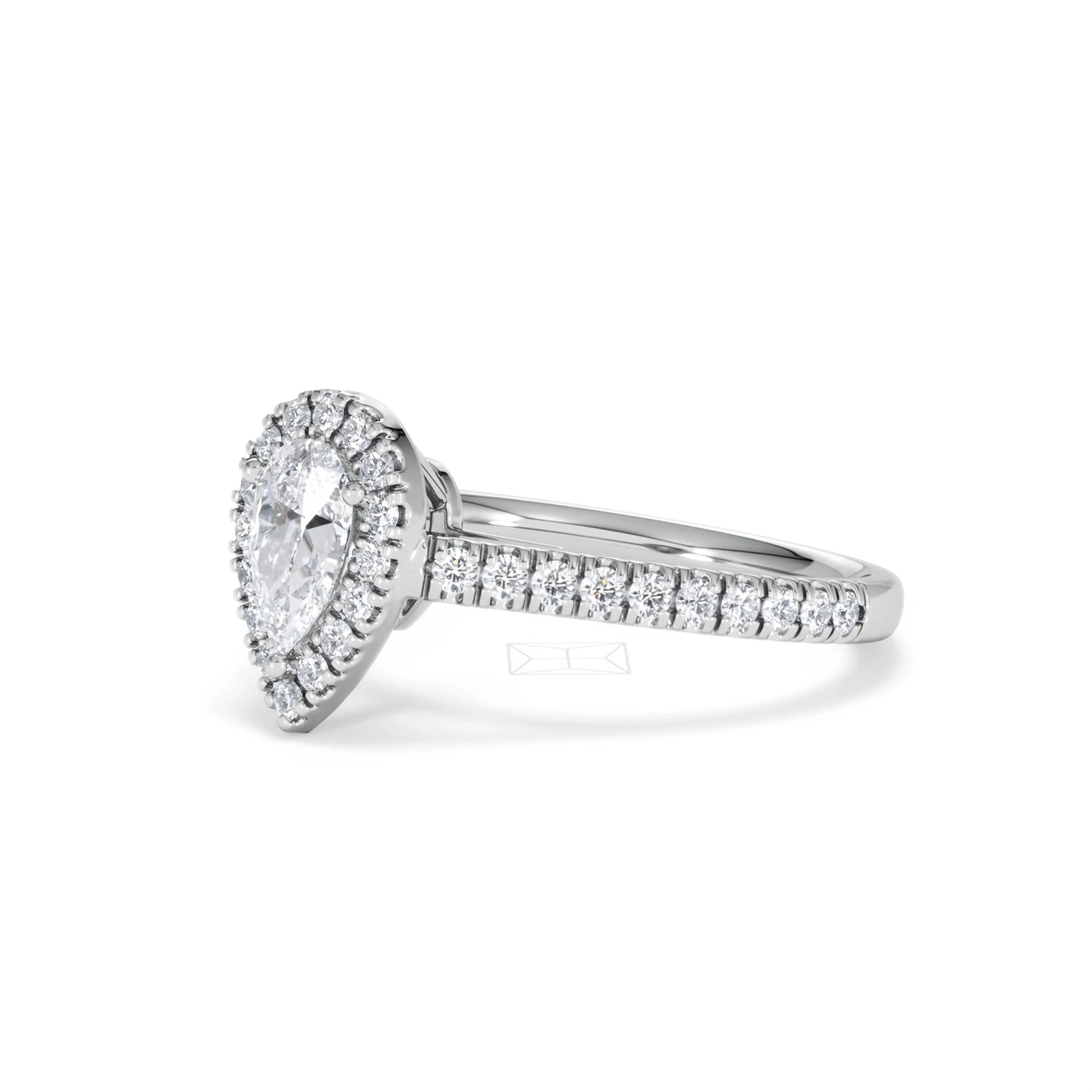 Diana Lab Diamond Pear Halo Engagement Ring Platinum 1ct F/VS1