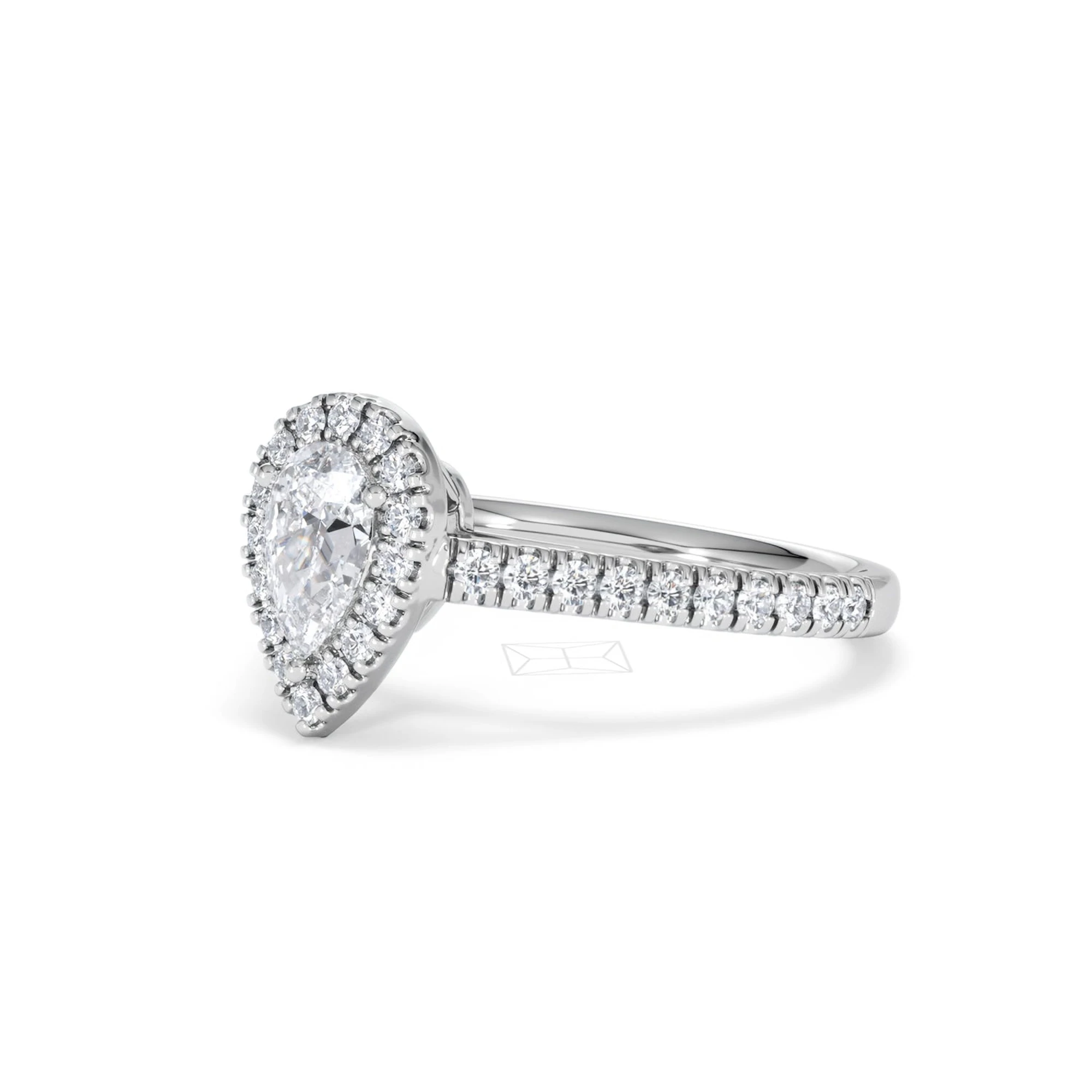 Diana Lab Diamond Pear Halo Engagement Ring Platinum 1ct F/VS1