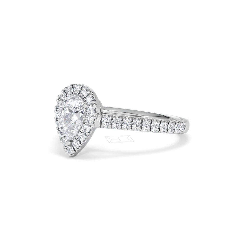 Diana Diamond Pear Halo Engagement Ring Platinum 1ct G/VS2
