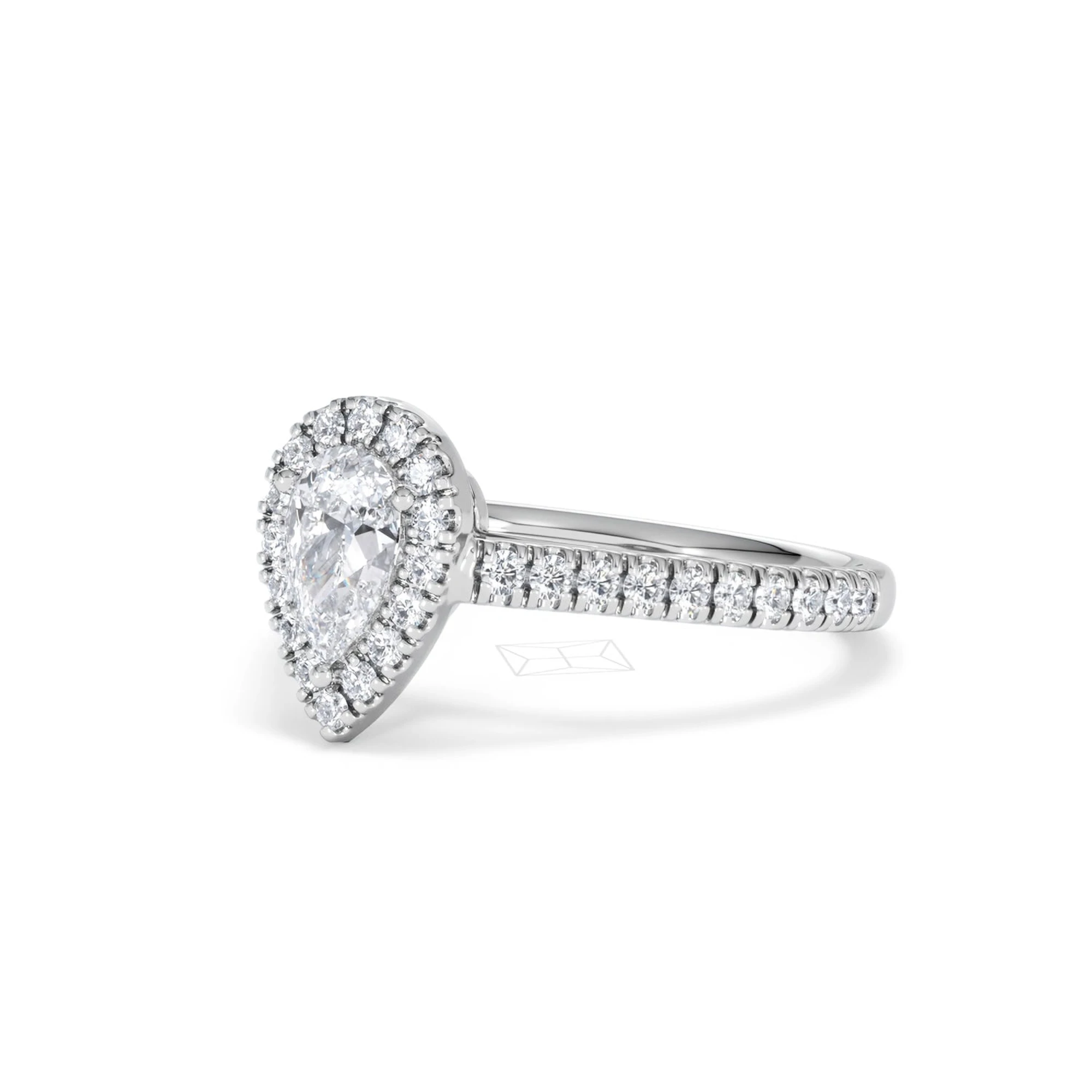 Diana Lab Diamond Pear Halo Engagement Ring Platinum 1ct F/VS1