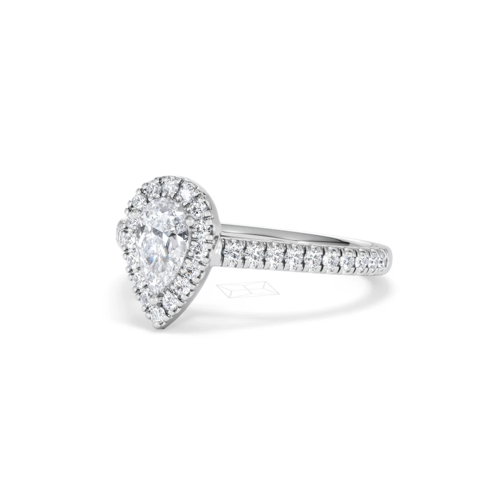Diana Diamond Pear Halo Engagement Ring Platinum 1ct G/VS2